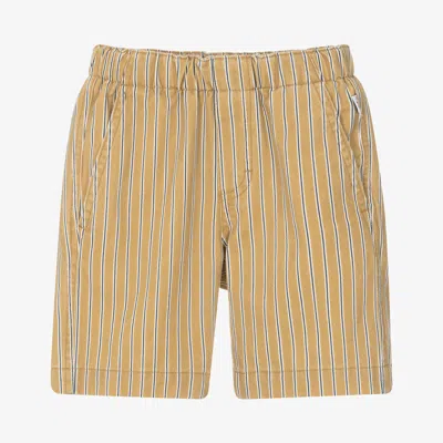 Il Gufo Kids' Boys Mustard Yellow Striped Cotton Shorts