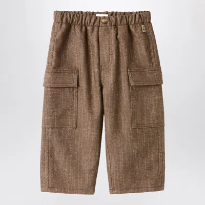Brown Cotton-blend Cargo Trousers from TheDoubleF