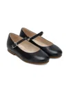 Il Gufo Blue Ballet Flats In Leather With Strap In Black