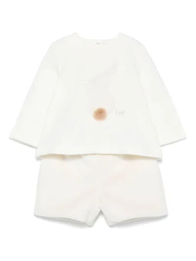 Il Gufo Babies' Bunny-motif T-shirt And Shorts In White