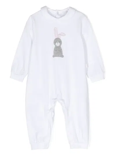 Il Gufo Babies' Bunny-patch Jersey Romper In White