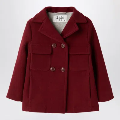 Il Gufo Kids' Burgundy Double-breasted Coat In Red