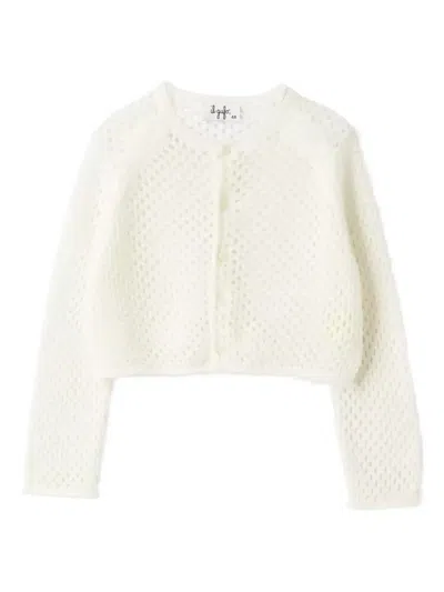 Il Gufo Babies' Button-front Open-knit Cardigan In White