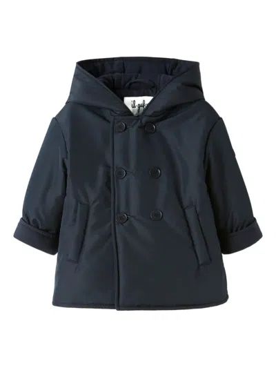 Il Gufo Babies' Button Hooded Jacket In Blue