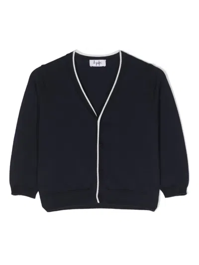 Il Gufo Babies' Button-up Fine-knit Cardigan In Blue