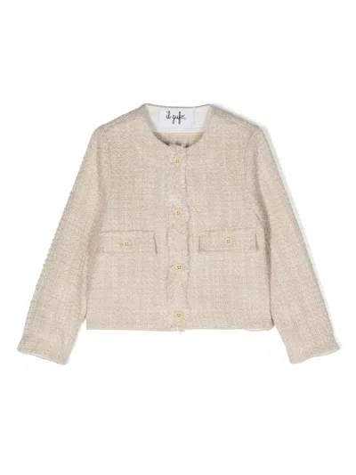 Il Gufo Kids' Button-up Tweed Jacket In Neutrals