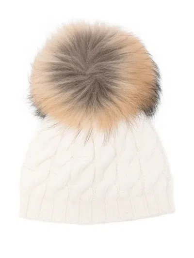 Il Gufo Kids' Cable Knit Beanie Hat In White