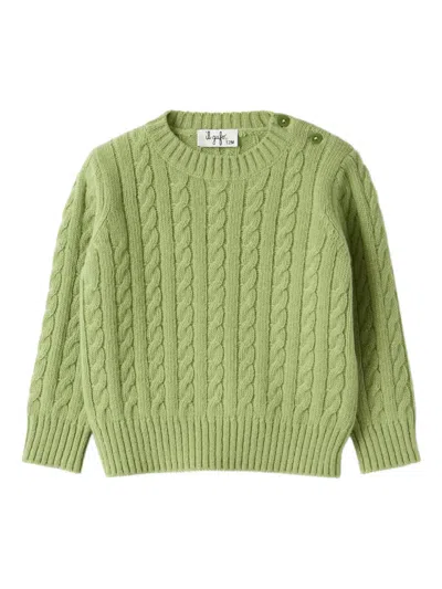 Il Gufo Babies' Cable-knit Sweater In Green