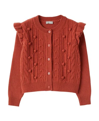 Il Gufo Kids' Cable-knit Virgin-wool Cardigan In Red