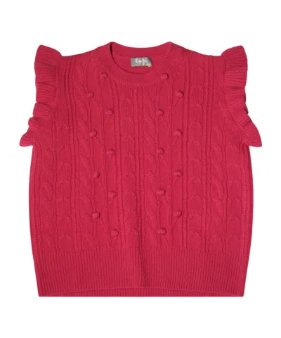 Il Gufo Cable-knit Virgin Wool Gilet In Red