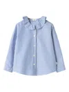 Il Gufo Blue And White Striped Cotton Shirt In Blue