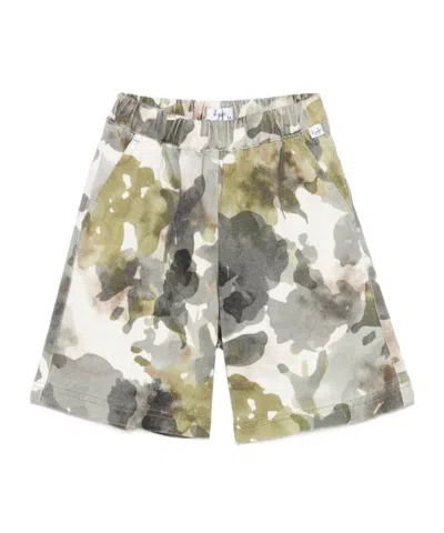 Il Gufo Kids' Camouflage-print Shorts In Gray
