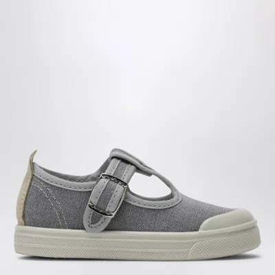 Il Gufo Canvas Strap Sneaker Mary Jane In Gray
