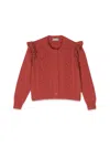 Il Gufo Cardigan With Ruffles In Brown