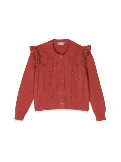 Il Gufo Kids' Cardigan With Ruffles In Brown