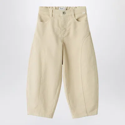 Il Gufo Kids' Carrot Pants In Stretch Gabardine In Nude
