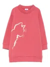 Il Gufo Cat-embroidered Sweatshirt Dress In Pink