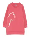 Il Gufo Cat-embroidered Sweatshirt Dress In Pink