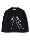 Il Gufo Cat Embroidery Jumper In Black