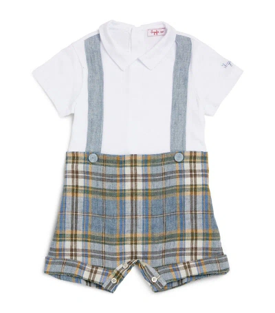 Il Gufo Kids' Check Dungaree Playsuit (3-12 Months) In Blue