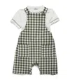 Il Gufo Check Dungarees And T-shirt Set In Green