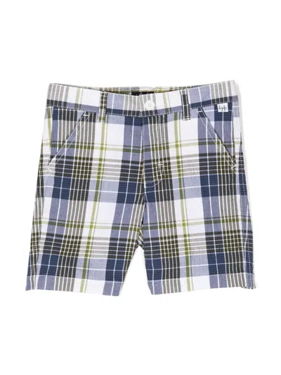 Il Gufo Kids' Check-pattern Cotton Shorts In Blue