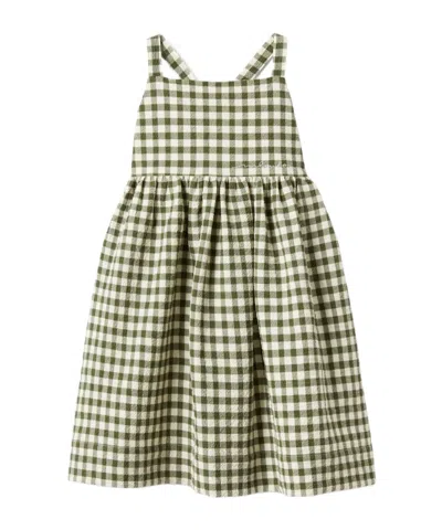 Il Gufo Kids' Check-pattern Dress In Green