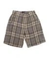 Il Gufo Check-pattern Linen-flax Shorts In Gray