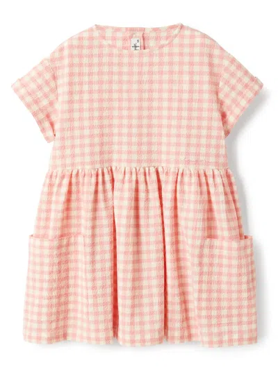 Il Gufo Kids' Check-pattern Mini Dress In Pink