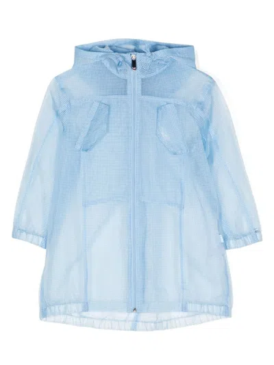 Il Gufo Kids' Check-pattern Water-repellent Raincoat In Blue