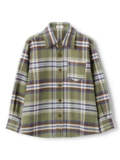 Il Gufo Kids' Checked Cotton Shirt In Pino
