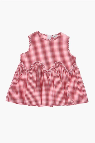 Il Gufo Checked Cotton Top With Zip Back In Pink