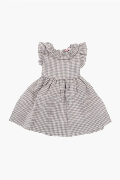 Il Gufo Checked Linen Dress With Bow On The Back