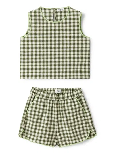 Il Gufo Kids' Checked Shorts (set Of Two) In Green