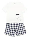 Il Gufo Checked Shorts Set In White