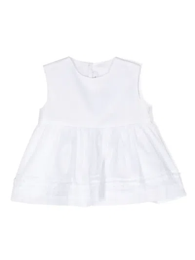 Il Gufo Babies' Cheesecloth Logo-embroidered Midi Dress In White