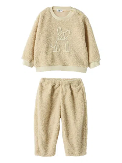 Il Gufo Chic Two-piece Kids Suit With Stylish Details In Beige