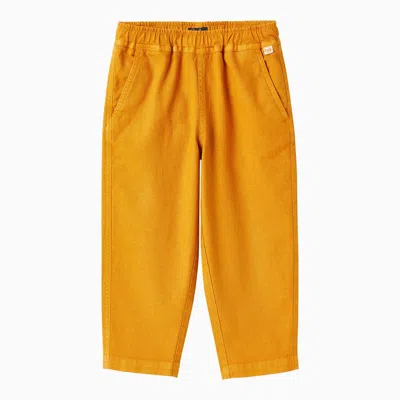 Il Gufo Cinnamon-coloured Linen-blend Trousers In Yellow