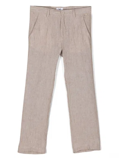 Il Gufo Kids' Classic Trousers In Melange Beige Linen In Brown