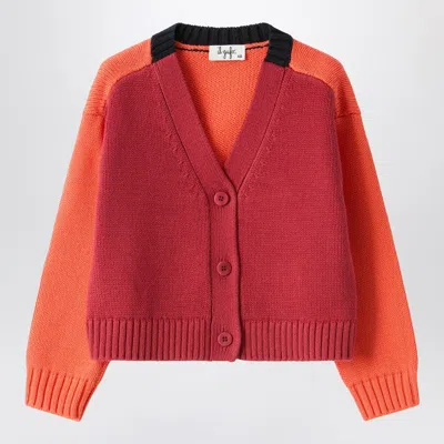Il Gufo Color-block Organic Cotton Cardigan In Red