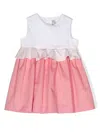 Il Gufo Colour-block Ruffle Cotton Dress In 白色