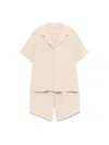 Il Gufo Linen Shorts And Shirt Set In Beige