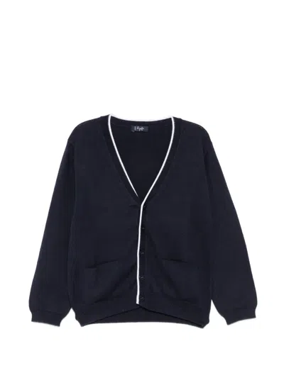 Il Gufo Kids' Contrast-trim V-neck Cardigan In Blue