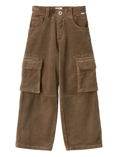 Il Gufo Kids' Corduroy Cargo Trousers In Brown