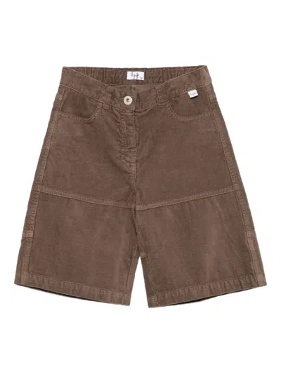 Il Gufo Kids' Corduroy Panelled Shorts In Green