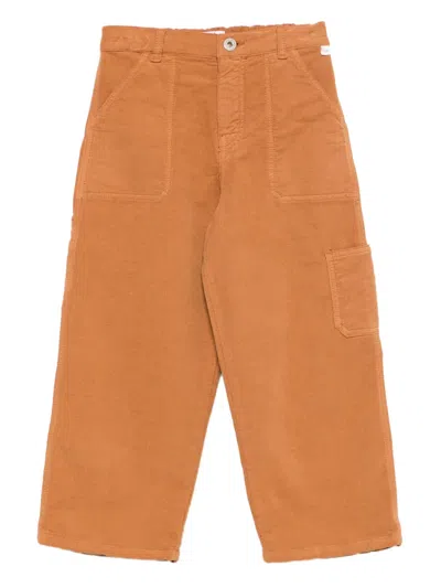 Il Gufo Kids' Corduroy Patch-pocket Trousers In Orange
