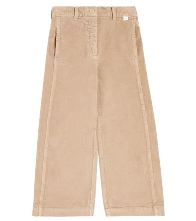 Il Gufo Kids' Corduroy Wide-leg Pants In Beige