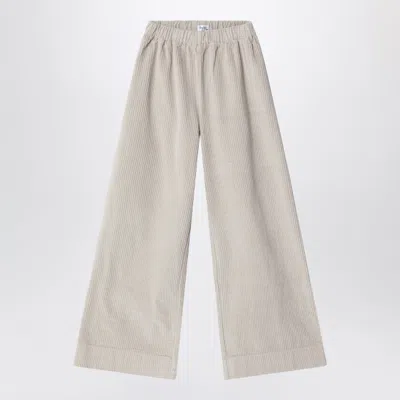 Il Gufo Corduroy Wide-leg Trousers With Elastic Waist In Gray