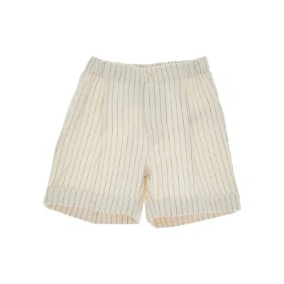 Il Gufo Cotton And Hemp Pinstriped Shorts Kids In White