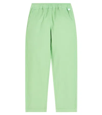 Il Gufo Kids' Cotton And Linen-blend Straight Pants In Lime Green